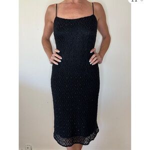 Free People Elegant Black Crochet Midi Skirt